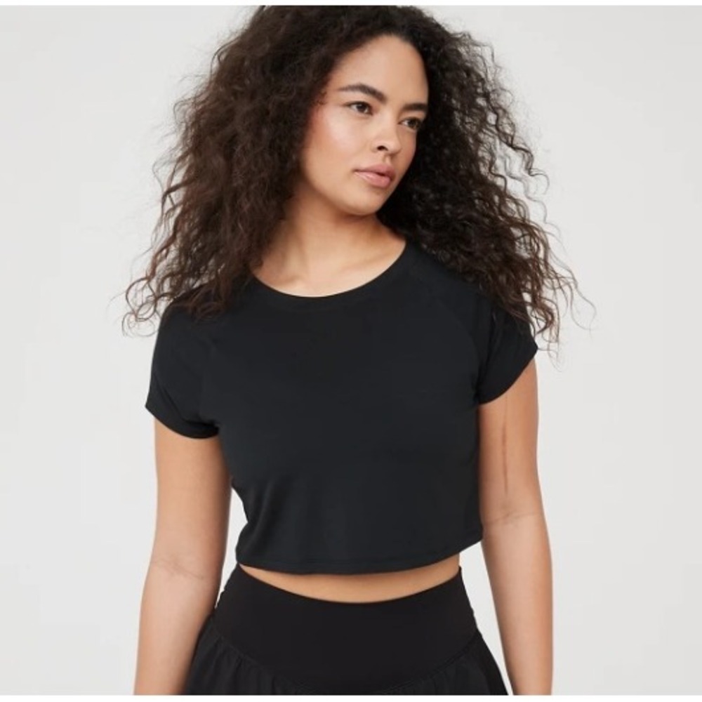 OFFLINE by Aerie Black Modal Oversized Crop T-Shirt Top XL